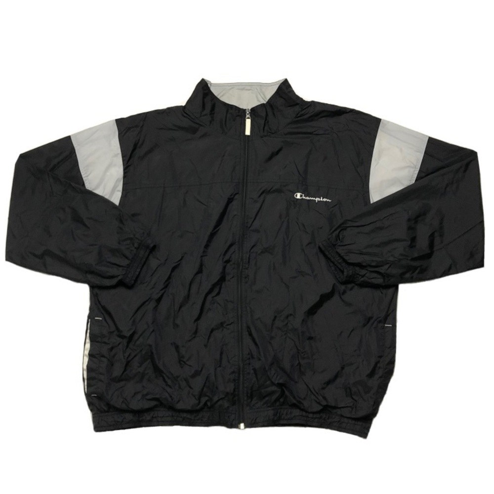 RARE 90s Vintage Champion Full Zip Windbreaker/ Track Jacket Black Adult Size XL
